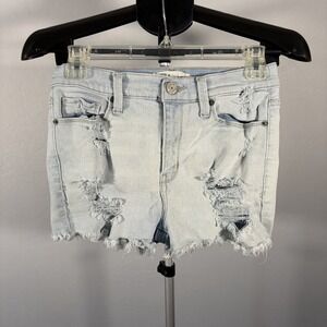 Mudd Juniors Sz 9 High Rise Shortie Shorts Distressed Grunge Micro Stretch 2010s